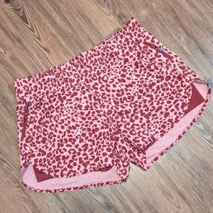 Avia Pink Leopard Lined Woman's Shorts, Size Large